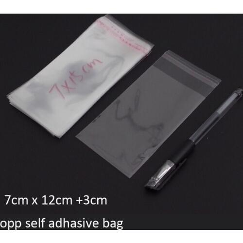2018 New 500pcs Clear Resealable Bopp/poly/ Cellophane Bags 7x12+3cm Transparent Opp Gift Plastic Packaging Self Adhesive Seal