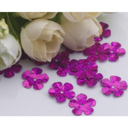 500pcs/lot Flower Sequins 14mm PVC Decoration Sewing DIY Wedding Craft Scrapbook For Clothing Laser Rose Red