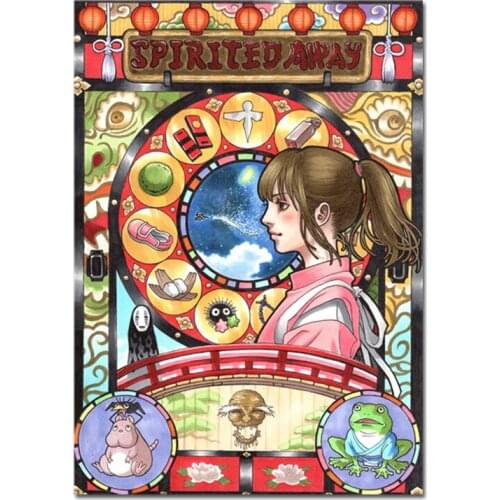 Diamond Painting 5D DIY Diamond Embroidery Spirited Away Wall Poster Hayao Miyazaki Anime Movie Posters Rhinestone Home Decor