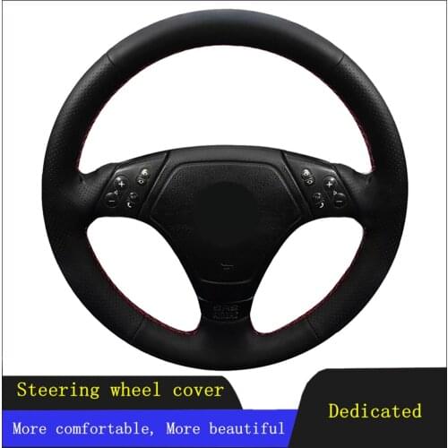 DIY Car Accessories Steering Wheel Cover Black Hand-stitched Non-slip And Breathable Genuine Leather For BMW E36 E46 E39
