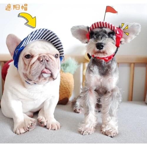 Stripe Sunny Dog Baseball Cap Pet sunscreen Small Medium Large Animal leaky Ears Breathable Hat For Cat Puppy Hair Accessories