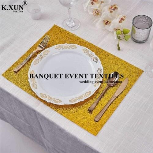 Glitter Sequin Table Placemat Non Slip Table Mat Napkin For Wedding Event Party Decoration