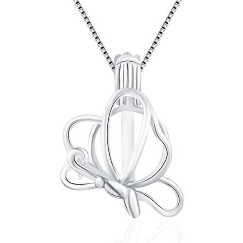 CLUCI Silver 925 Butterfly Charms Pendant Jewelry Gift for Girls 925 Sterling Silver Butterfly Pearl Pendant Locket SC036SB