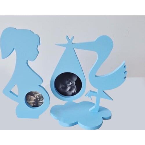 Jaju Baby Handmade Blue Pregnant Woman and Stork Decorative Photo Frame