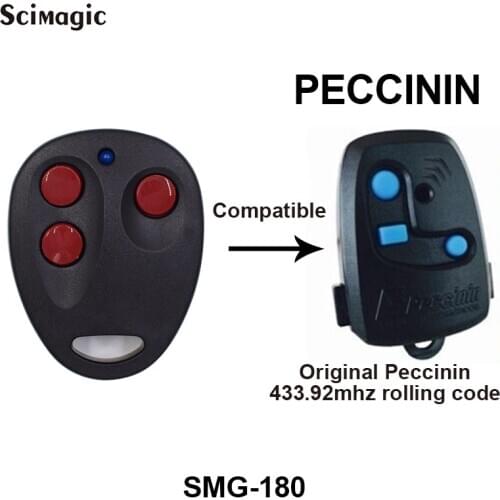 For Peccinin Black 3-Button Garage Gate Control Compatible with Peccinin Rolling Code motors 433.92 MHz