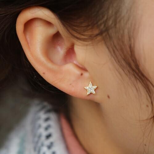 Little Girls Cute Star Stud Earrings 100% 925 Sterling Silver Anti-allergy Jewelry Micro Pave Shinny Zircons Sweet Chic Gifts