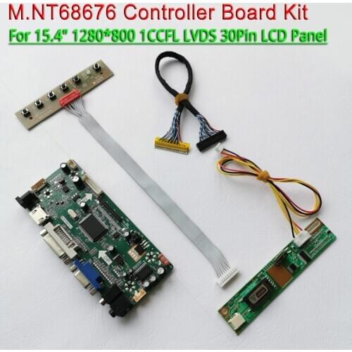 For QD15TL01 QD15TL02 QD15TL03 LVDS 30-Pin Inverter VGA+DVI 1CCFL 1280*800 15.4" M.NT68676 LCD display controller card kit