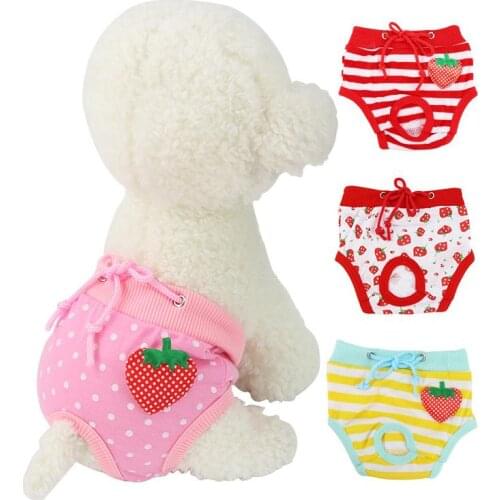 Dog Physiological Pants Cute Dog Pants for Small Medium Dogs Strawberry Print Diaper Sanitary Dog Shorts Panties Dog Underwear