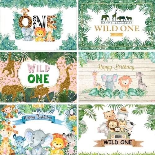 Sensfun Tropical Wild One Jungle Safari Newborn Baby 1st Birthday Party Backdrop Photozone Kids Photography Background Custom