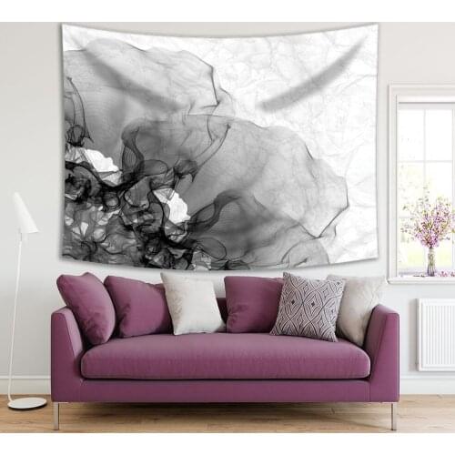 Tapestry Smoke Explosion Motion in the Air Artistic Decorative Pattern Floral Fantasy Monochromic Photo Gray