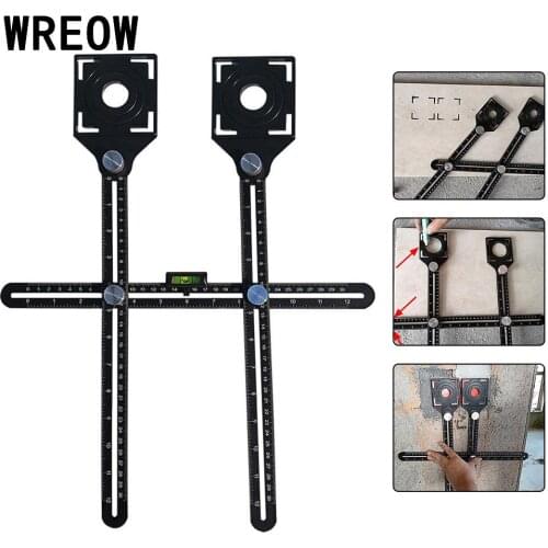 Dual-head Drill Hole Locator tool Adjustable Position Ruler Fixed Measuring Protractor Universal Tile Marble Glass Opening Ho B3