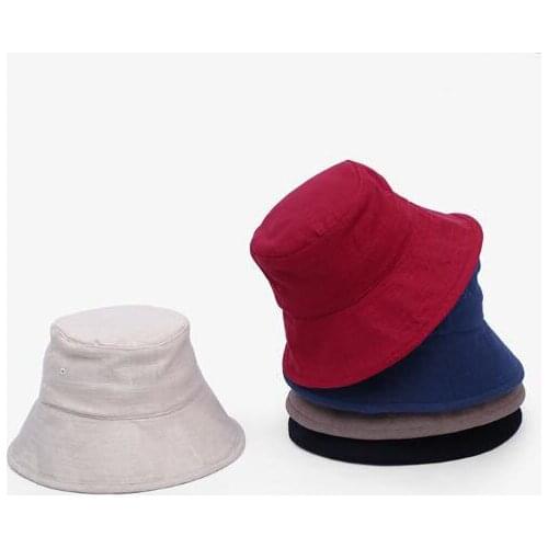 New Linen Fishermans Cap Spring and Summer Mens and Womens UV Protection Cap Thin Foldable Bucket Hats