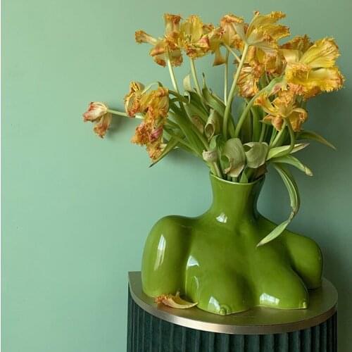 Body Art Ceramics Vase Nude Female Sculpture Vases Living Room Office Flower Arrangement Container Home Decoration Accessories