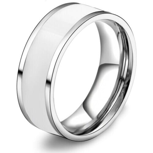 2019 Hot Sale Stainless Steel Multi-Color Enamel Ceramic Ring Top Quality Cocktail Finger Rings