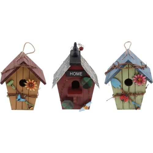3 Pieces Hand-made Backyard Bird Cottage Wooden Bird House - Bird Friendly - Home Decor