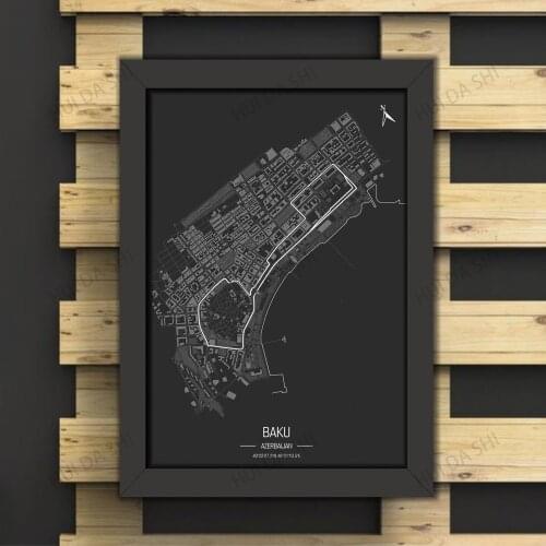 Baku City Circuit, Azerbaijan Grand Prix . Formula 1 Race Track Poster