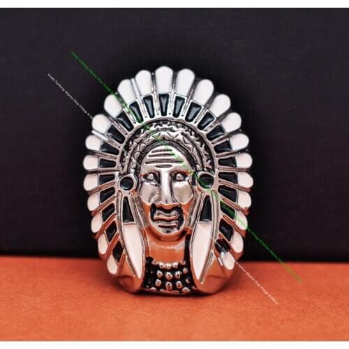 6X Colorful Black White Southeast Indian Head Embossed Concho Badge For Wallet Belt Bag Phone Case Leather Craft DIY Accessories