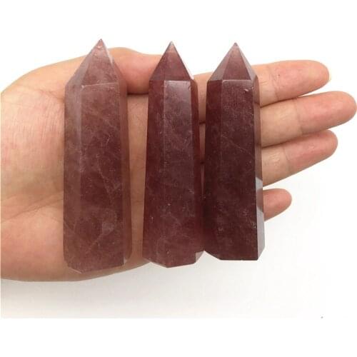 Beautiful 1PC Natural Hand Carved Red Strawberry Crystal Point Quartz Healing Energy Stone for Home Decor Natural Quartz Crystal