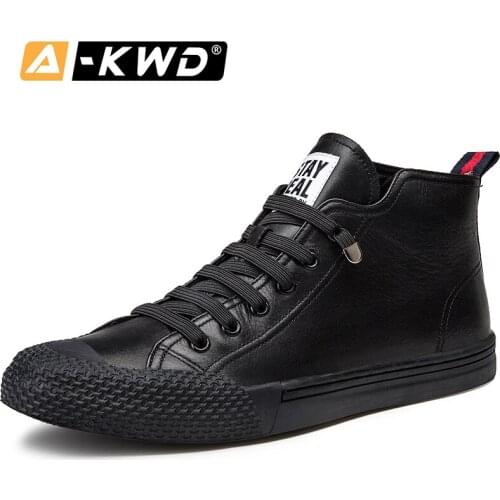 Fashion White Shoes Sneakers High Tops Mens Trainers Simple Mens Shoes Genuine Leather Heren Schoenen Leer Mens Winter Footwear