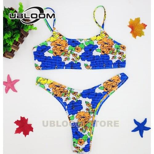 Sexy Bandeau Push Up Swimwear Women Ruched Swimsuit Female High Cut Bikini Set Spaghetti Bathing Suit Summer Beachwear Swim Lady