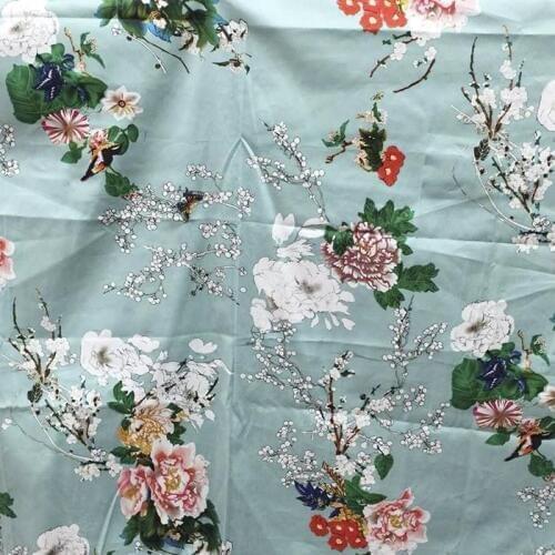 LEO&LIN Printed Retro DIY Satin Drill Plum Blossom Three Color Into The Patchwork Cotton Fabric Tissus 50cm