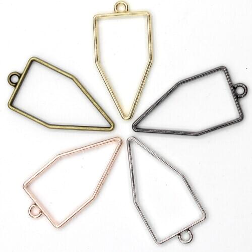 Metal Hollow Embossing Frame Resin Jewelry Making Frame Necklace Earring Pendant Mould 10pcs/lots 5 colors Polygon