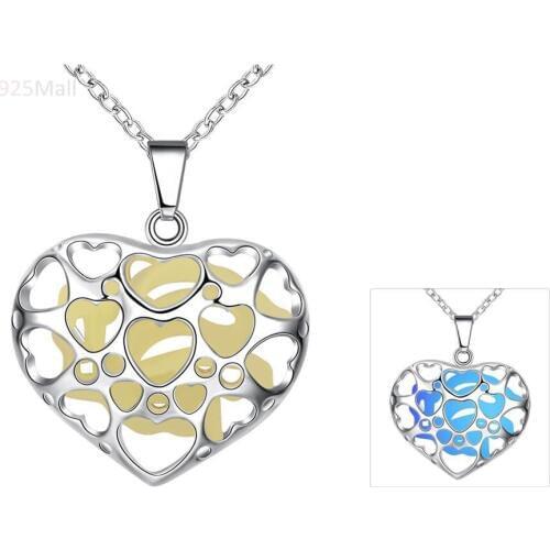 New Fashion heart Fluorescence Teardrop Necklace women love gift Glow in the Dark Pendant The Little Mermaid Jewelry wholesale