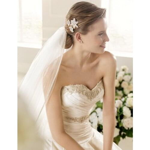 Tis 2019 novo elegante a- querida linha contas tafet vestidos de noiva vestido de noiva personalizado- feito ec-31 wedding dress