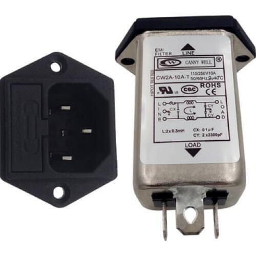 EMI Single Phase 220V AC Power Filter CW2A 1A 3A 6A with Fuse 10A Socket T Gift FK Terminal