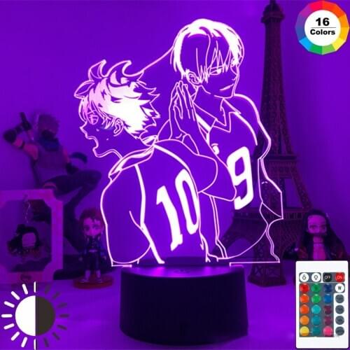 Haikyuu Bokuto Team Manga gift 3D led Anime lamp Illusion Night light color changing table lamp for home decor kids Child gift