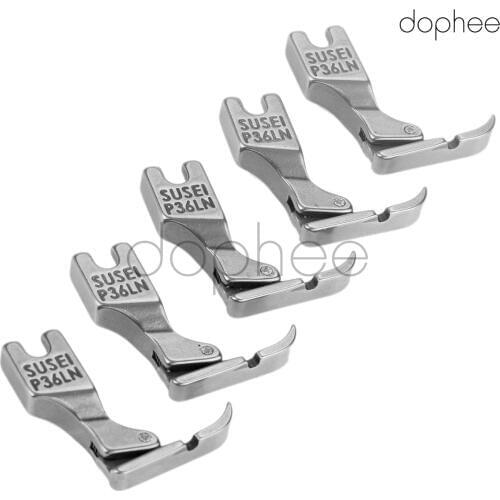 Dophee 5pcs P36LN Industrial Sewing Machine Left Presser Foot Hinged Cording Zipper Foot For Single Needle Sewing Machine