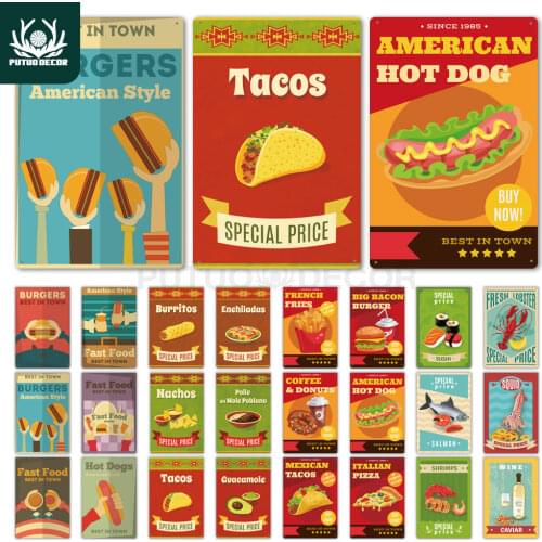 Food Metal Poster Plaque Metal Vintage Tin Sign Wall Decor Bar Bistro Cafe Retro Metal Sign Home Decor