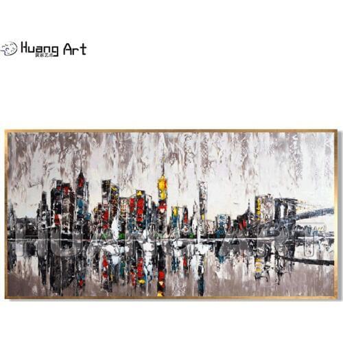 Hand-painted High Quality Impression Bridge Landscape Oil Painting On Canvas Beautiful Wall Decorative City Landscape Painting