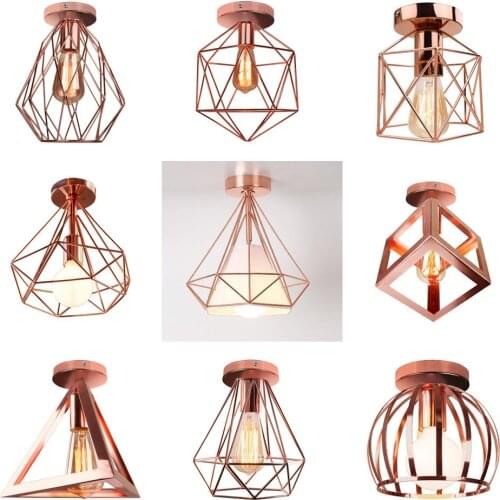 Modern Nordic Minimalism Led Ceiling Lights Retro Iron Lamp for Home Living Room Decor Kitchen Loft Light Plafonnier Rose Gold