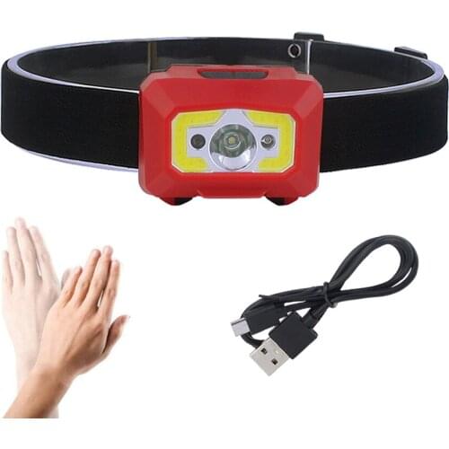 LED Headlight With USB Charging COB+XPE Portable 6 Modes 18650 Battery For Camping Hiking Night Fishing Front Head Light