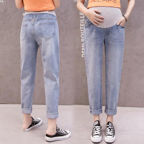 Loose Boyfriend Maternity Jeans For Pregnant Women Denim Pants Trousers Elastic Waist Abdominal Jeans Pregnancy Maternity Clothe