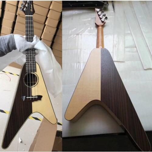 23 inches Ukulele rosewood and spruce made v shape shape ukelele 23 inches ukulele strange shape ukelele