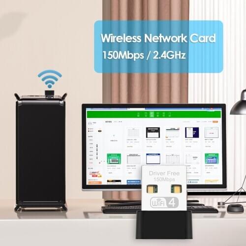 USB WiFi Adapter Network Card Office Caring Computer WD-1513E Mini 2.4GHz Wireless Supplies for Windows 10 8 7