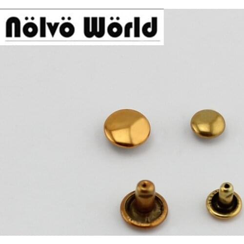 500pcs 10pcs 6mm 8mm cover rivet Head Feet Solid Rivets Fasteners High Quality Leather Crafts Bags shoes Stud old gold