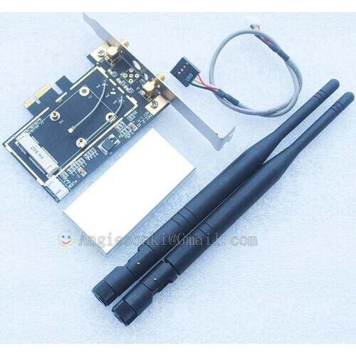 High Quality Mini PCI-e To PCI-e 1x 16x U.FL (IPX) + 2pcs 6DB Antenna To RP-SMA Adapter for Wireless Wifi Bluetooth Card XP