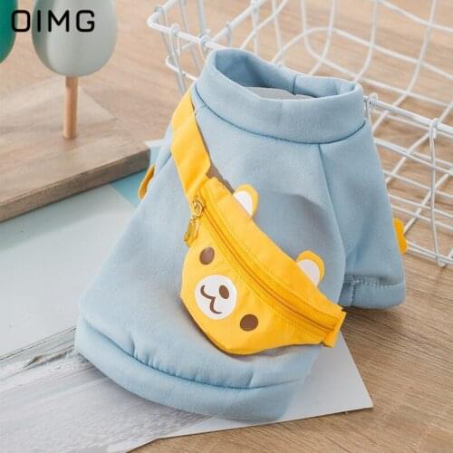 OIMG Dog Winter Clothes Catoon Dog Hoodies With Bear Zipper Dog Backpack Carrier Warm Pet Sweatshirts For Small Dogs Pomeranian