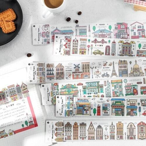1PC Travelling the World Buildings DIY Washi Masking Tape Stationary School Supplies Decoration