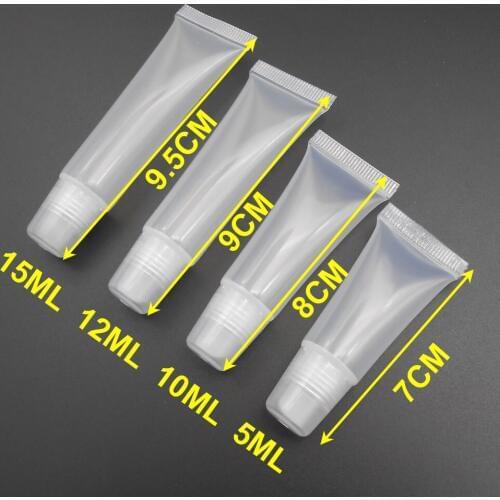100PCS/LOT 5ML 10ML 12ML 15ML Screw Cap Bottles Squeeze Lip Gloss Balm Tube Plastic Lipstick Full Test= 8/12/15/18ML *FD119-121