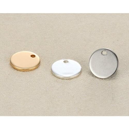 15MM Rose Gold Round Stainless Steel Blank Pendant Inspired Metal Charms for Customized Jewelry Making Accessories 20PCS