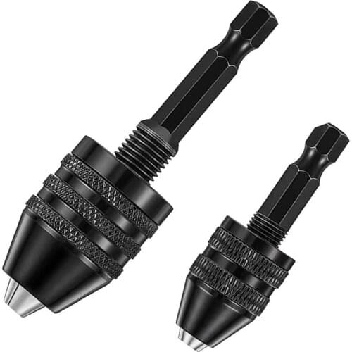 TOP 2Pcs Hex Shank Keyless Drill Chuck, Screwdriver Converter Drill Adapter Quick Change Drill Bits Tool(0.6-8mm, 0.3-3.6mm)