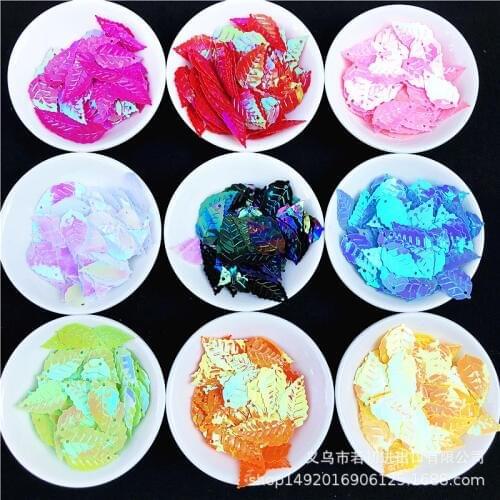 22mm leaf shape PVC bulk sequin clothing hat shoes leaf decoration material earrings pendant