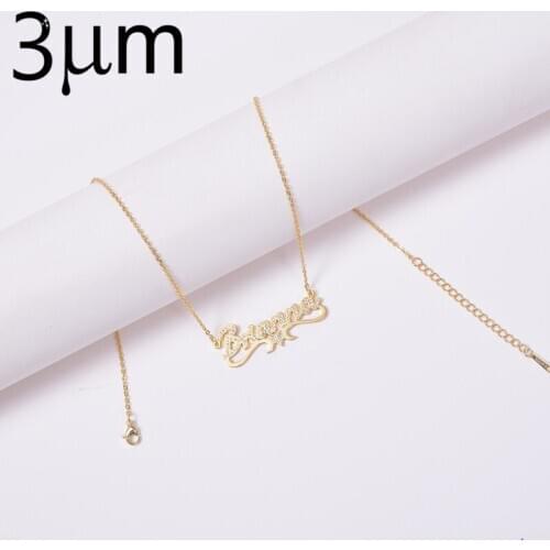 3UMeter Letter Necklace Name Necklace Chocker Pendant Custom Necklaces Chain Zirconia Necklaces Personalized Stainless Steel