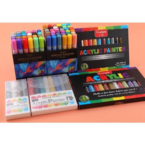 4-36 Colors Acrylic Paint Marker Pens for Rock Painting Stone Ceramic Porcelain Mug Wood Fabric Canvas Marking Pens Art Supplies