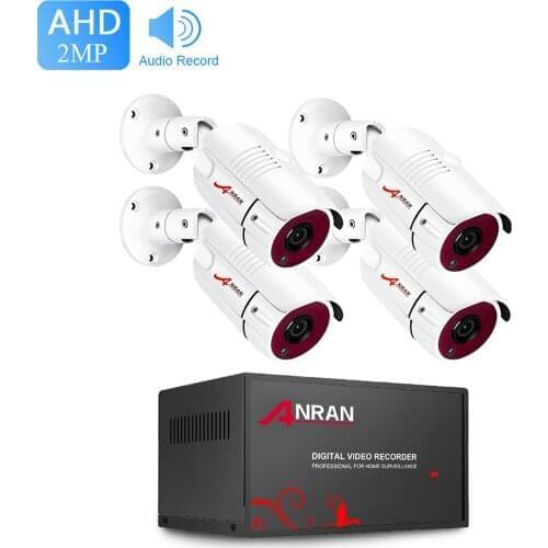 4CH 1080P Home Security Camera System,4CH DVR Video Recorder+4pcs2MP Security Camera Outdoor Waterproof Camera with Night Vision