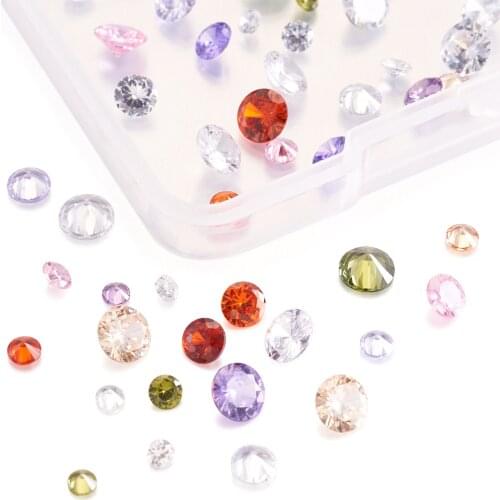 80pcs/box Cubic Zirconia Cabochons Grade A Faceted Diamond Mixed Color For DIY Jewelry Making Findings Accessories